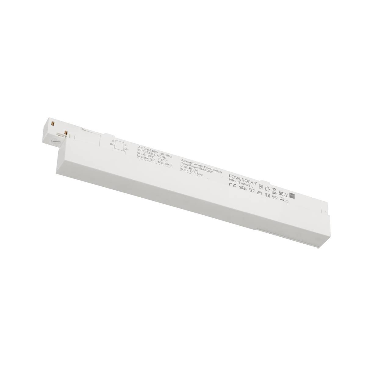 LA 1008383 48V SYSTÉM Intrack LED driver, 48 VDC, 200 W, DALI bezdrátový integrovaný modul Casambi k DALI, svorka pro připojovací kabel 220-240 V, kabelová šachta, bílý - BIG WHITE (SLV)
