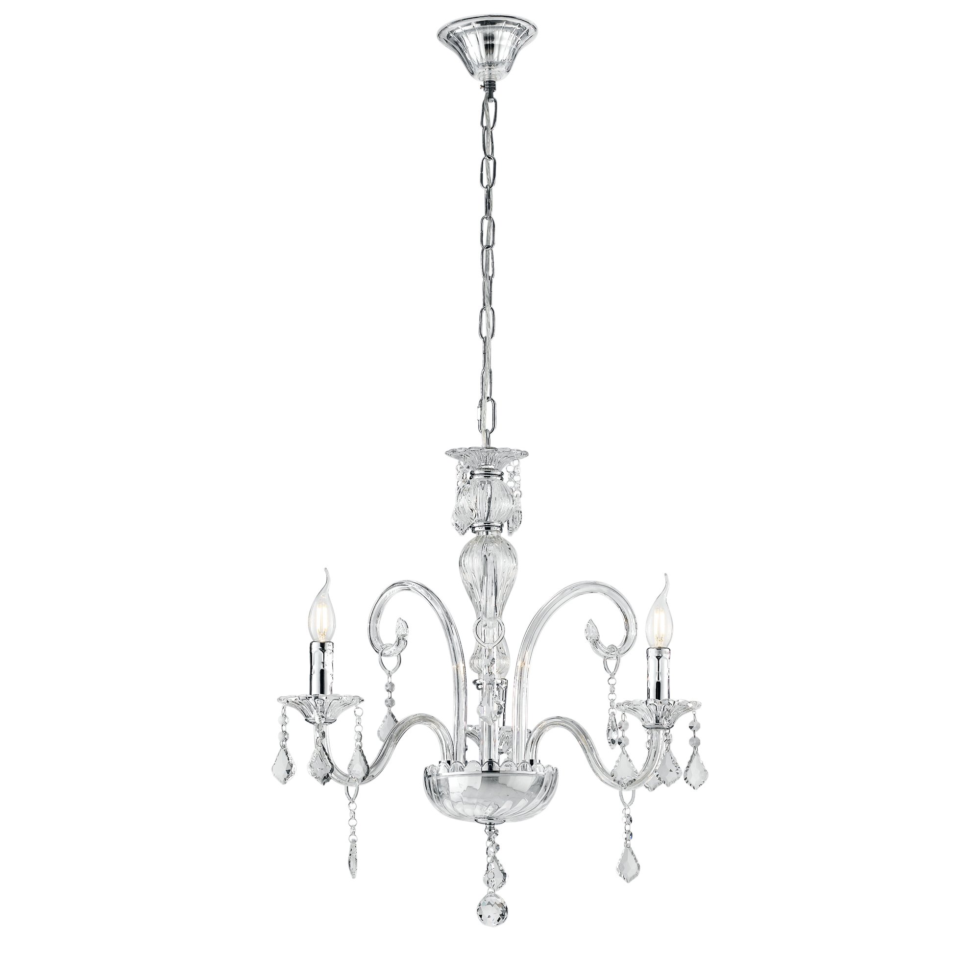 FAN I-246/00100 Závěsné svítidlo Cristallo, průhledné, 3 x E14, 66 x 135 cm - FANEUROPE