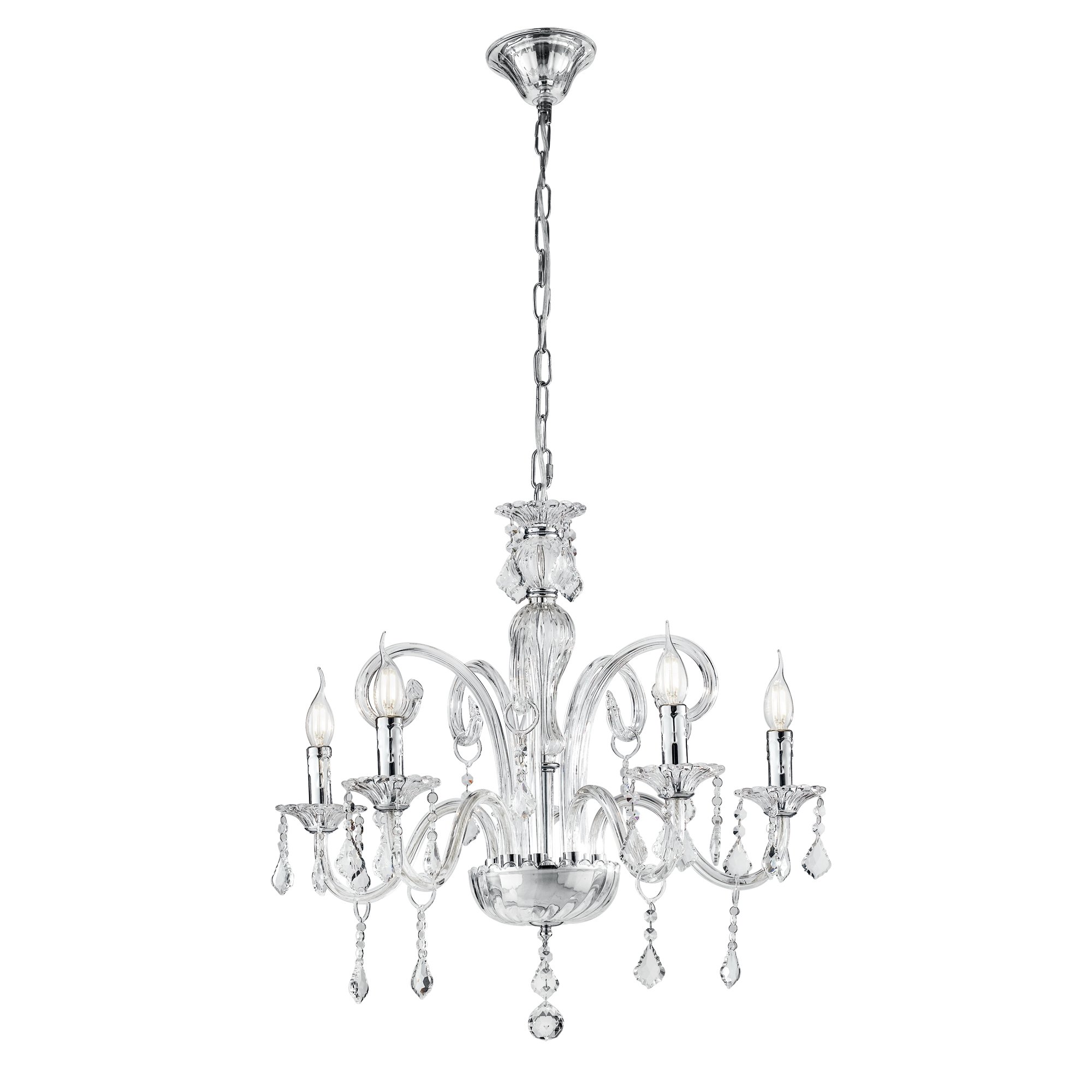 FAN I-246/00200 Závěsné svítidlo Cristallo, průhledné, 5 x E14, 66 x 135 cm - FANEUROPE