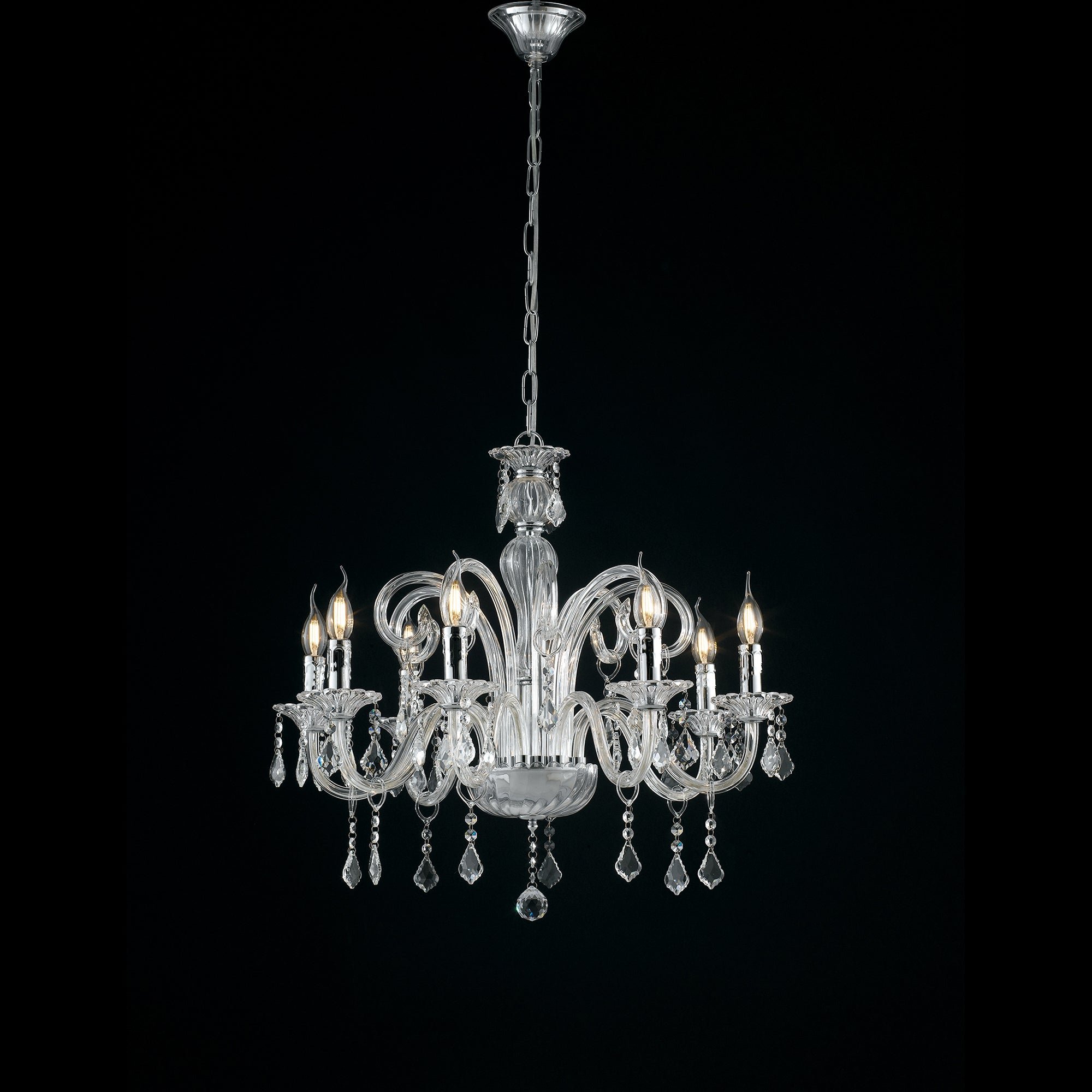 FAN I-246/00900 Závěsné svítidlo Cristallo, průhledné, 8 x E14, 70 x 135 cm - FANEUROPE