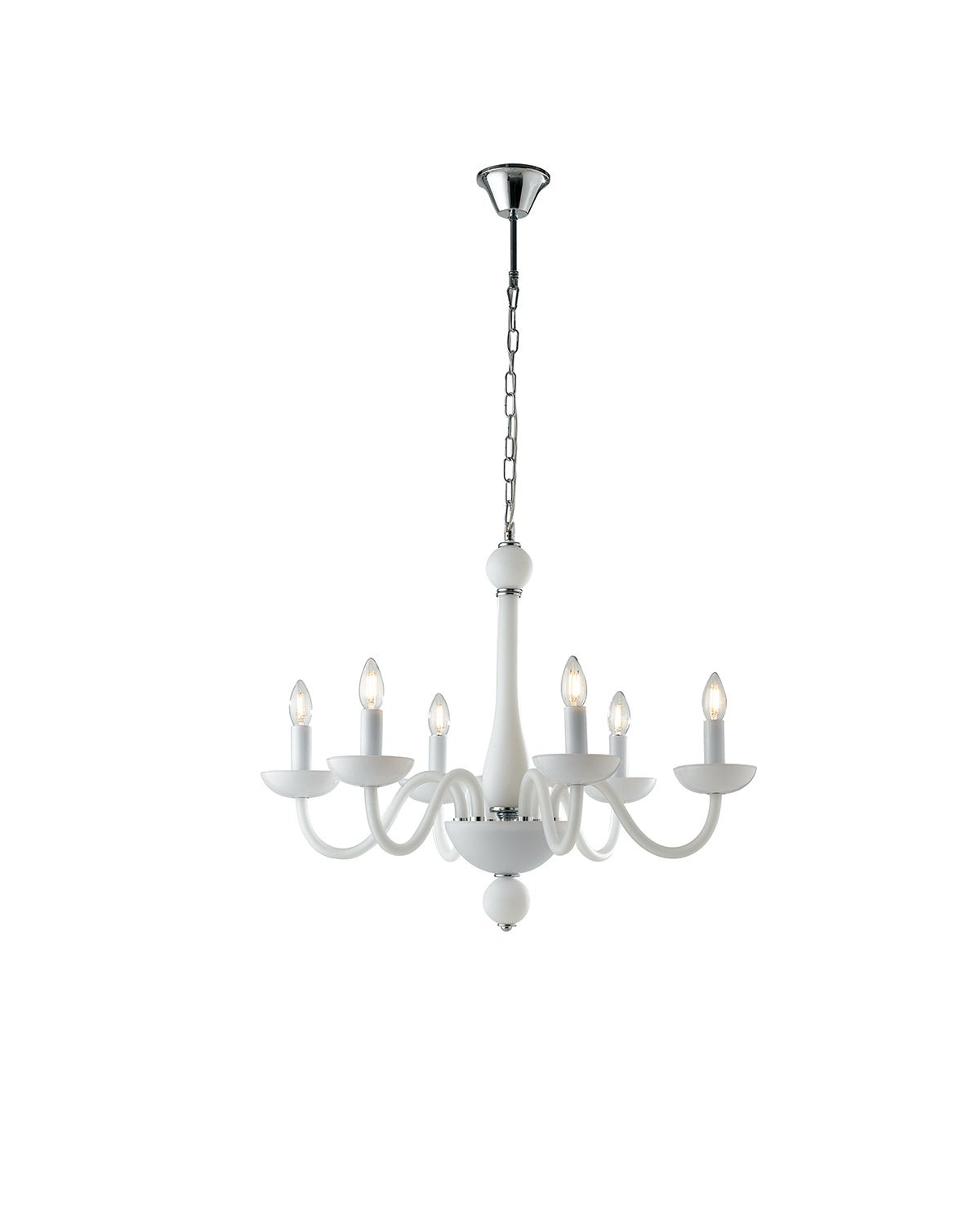 FAN I-ALFIERE/6 BCO Závěsné svítidlo Alfiere, bílé/chrom, 6 x E14, 74 x 178 cm - FANEUROPE