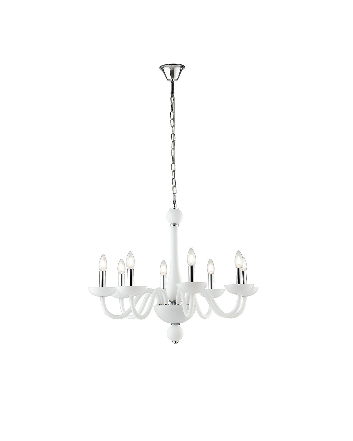 FAN I-ALFIERE/8 BCO Závěsné svítidlo Alfiere, bílé/chrom, 8 x E14, 74 x 178 cm - FANEUROPE