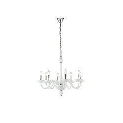 Obrázek pro produkt Závěsné svítidlo Alfiere, bílé/chrom, 8 x E14, 74 x 178 cm - FANEUROPE