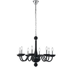 Obrázek pro produkt Závěsné svítidlo Alfiere, černé/chrom, 8 x E14, 74 x 178 cm - FANEUROPE