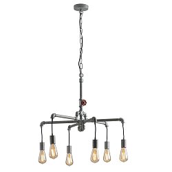 Obrázek pro produkt Závěsné svítidlo Amarcord, pozinkované, 6 x E27, 71 x 146 cm - FANEUROPE