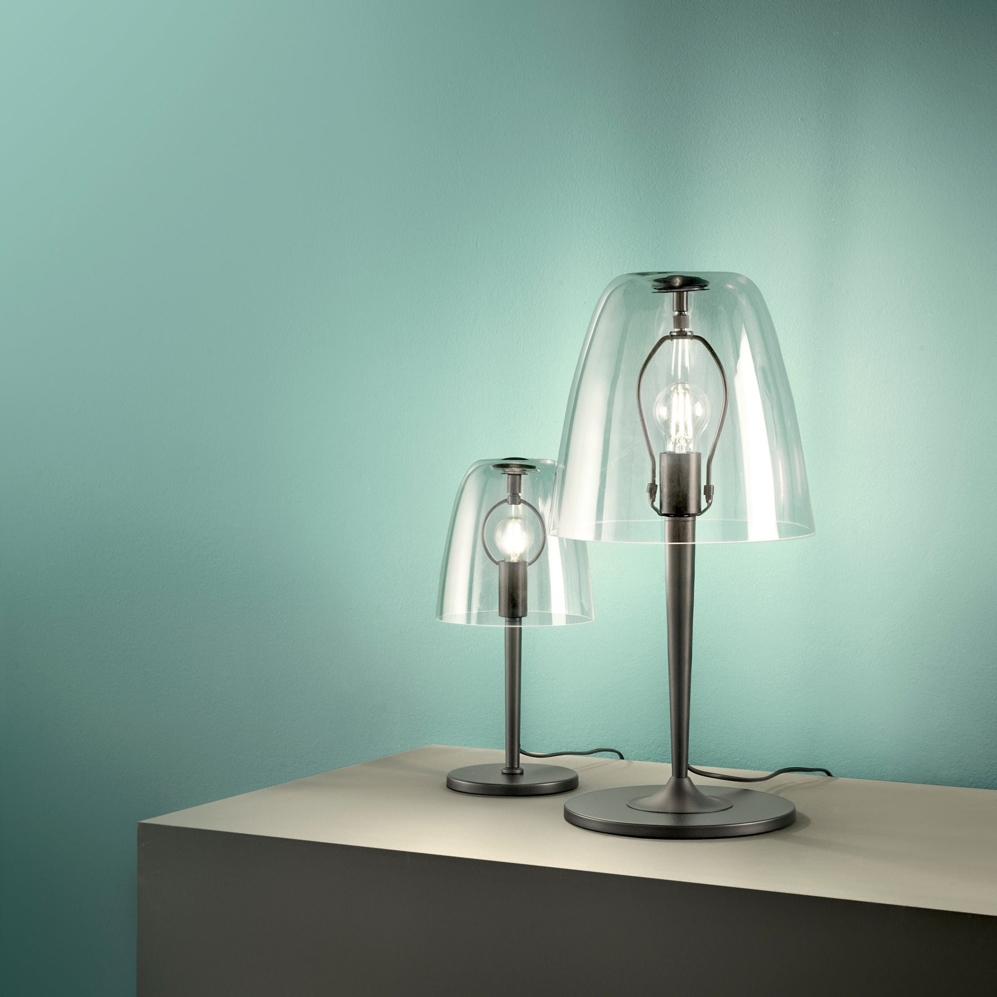 FAN I-ARES-L1-TR Stolní lampa Lumetto Ares, průhledné, 1 x E14, 18 x 36 cm - FANEUROPE