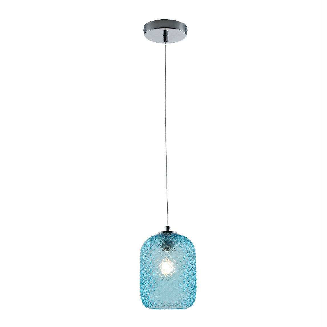 FAN I-ASHFORD-S15 BLU Závěsné svítidlo Ashford Ovale, tyrkysové, 1 x E27, 15 x 150 cm - FANEUROPE