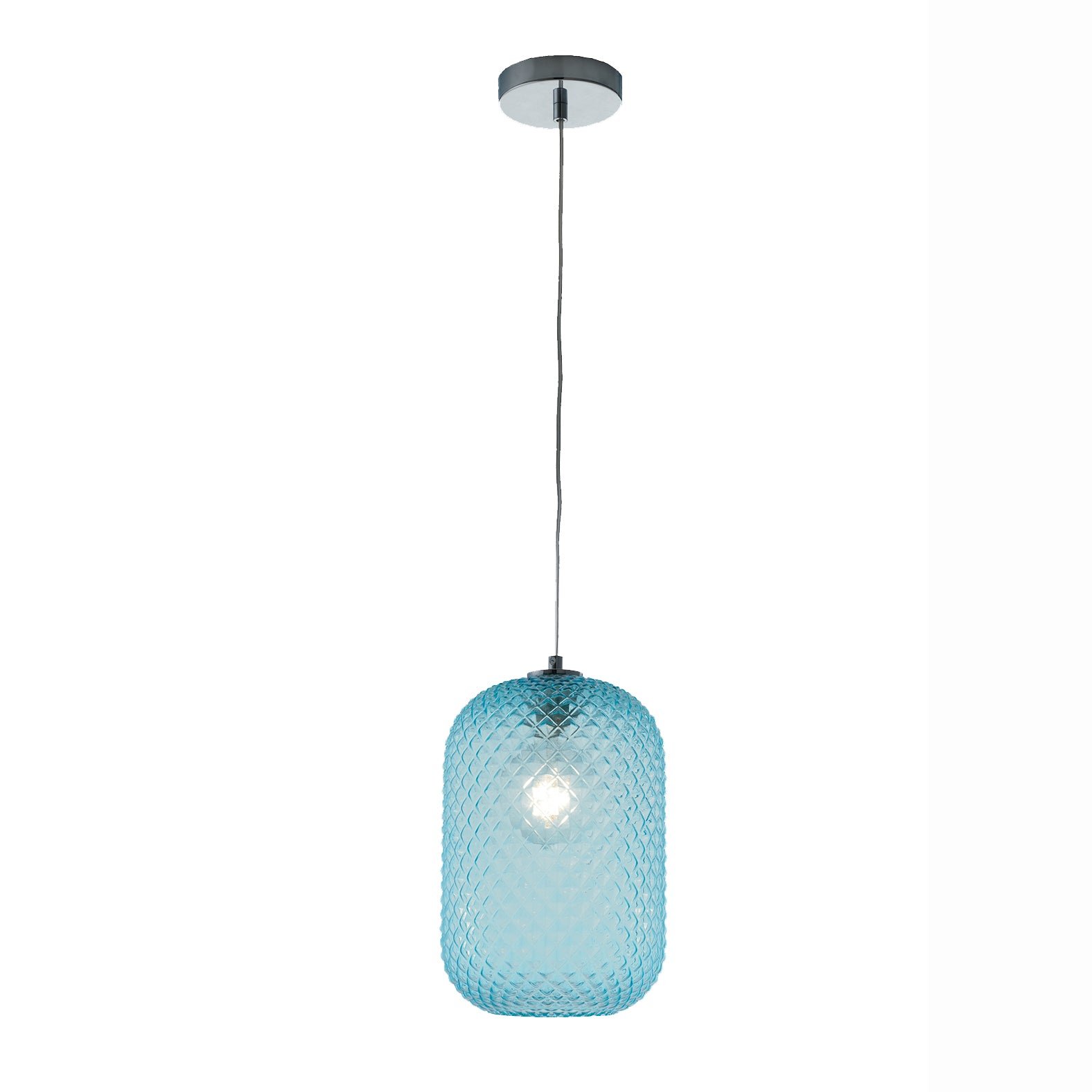 FAN I-ASHFORD-S20 BLU Závěsné svítidlo Ashford Ovale, tyrkysové, 1 x E27, 20 x 150 cm - FANEUROPE