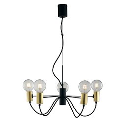 Obrázek pro produkt Závěsné svítidlo Axon, černé/zlaté, 5 x E27, 60 x 143 cm - FANEUROPE