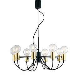 Obrázek pro produkt Závěsné svítidlo Axon, černé/zlaté, 8 x E27, 66 x 143 cm - FANEUROPE