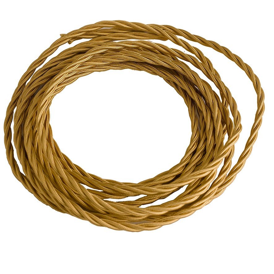 FAN I-CLAY-CAVO-R25 ORO Elektrický látkový kabel Clay Tessuto, zlatý, 2 x 0,75 mm², 2500 cm - FANEUROPE