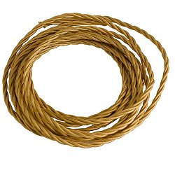 Obrázek pro produkt Elektrický látkový kabel Clay Tessuto, zlatý, 2 x 0,75 mm², 2500 cm - FANEUROPE