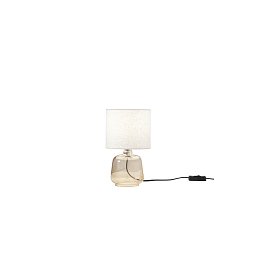 Obrázek pro produkt Stolní lampa Emerald jantarové sklo, textilní stínidlo, 1 x E14, konstrukce pr. 15 x 25 cm, stínidlo pr. 15 x 16 cm - FANEUROPE