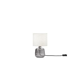 Obrázek pro produkt Stolní lampa Emerald šedé sklo, textilní stínidlo, 1 x E14, konstrukce pr. 15 x 25 cm, stínidlo pr. 15 x 16 cm - FANEUROPE