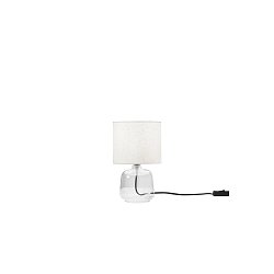 Obrázek pro produkt Stolní lampa Emerald průhledné sklo, textilní stínidlo, 1 x E14, konstrukce pr. 15 x 25 cm, stínidlo pr. 15 x 16 cm - FANEUROPE