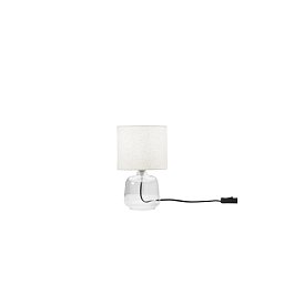 Obrázek pro produkt Stolní lampa Emerald průhledné sklo, textilní stínidlo, 1 x E14, konstrukce pr. 15 x 25 cm, stínidlo pr. 15 x 16 cm - FANEUROPE