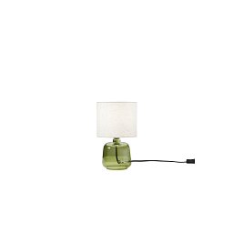 Obrázek pro produkt Stolní lampa Emerald zelené sklo, textilní stínidlo, 1 x E14, konstrukce pr. 15 x 25 cm, stínidlo pr. 15 x 16 cm - FANEUROPE
