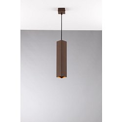Obrázek pro produkt Závěsné svítidlo Fluke, hranaté, corten, 1 x GU10, 6 x 6 x 30 cm - FANEUROPE