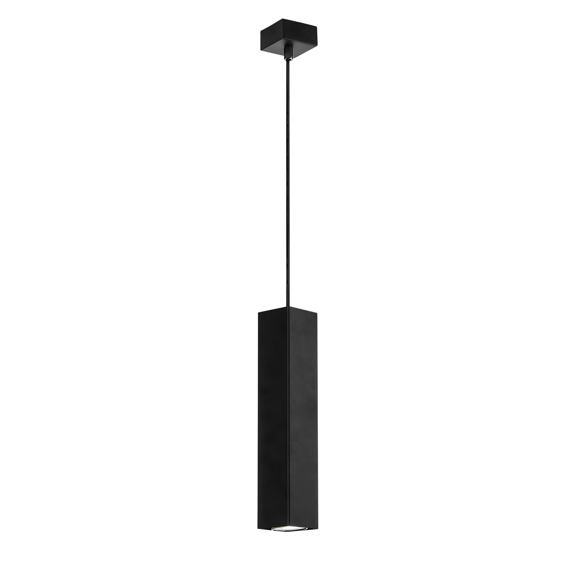 FAN I-FLUKE-S30Q NERO Závěsné svítidlo Fluke, hranaté, černé, 1 x GU10, 6 x 6 x 30 cm - FANEUROPE