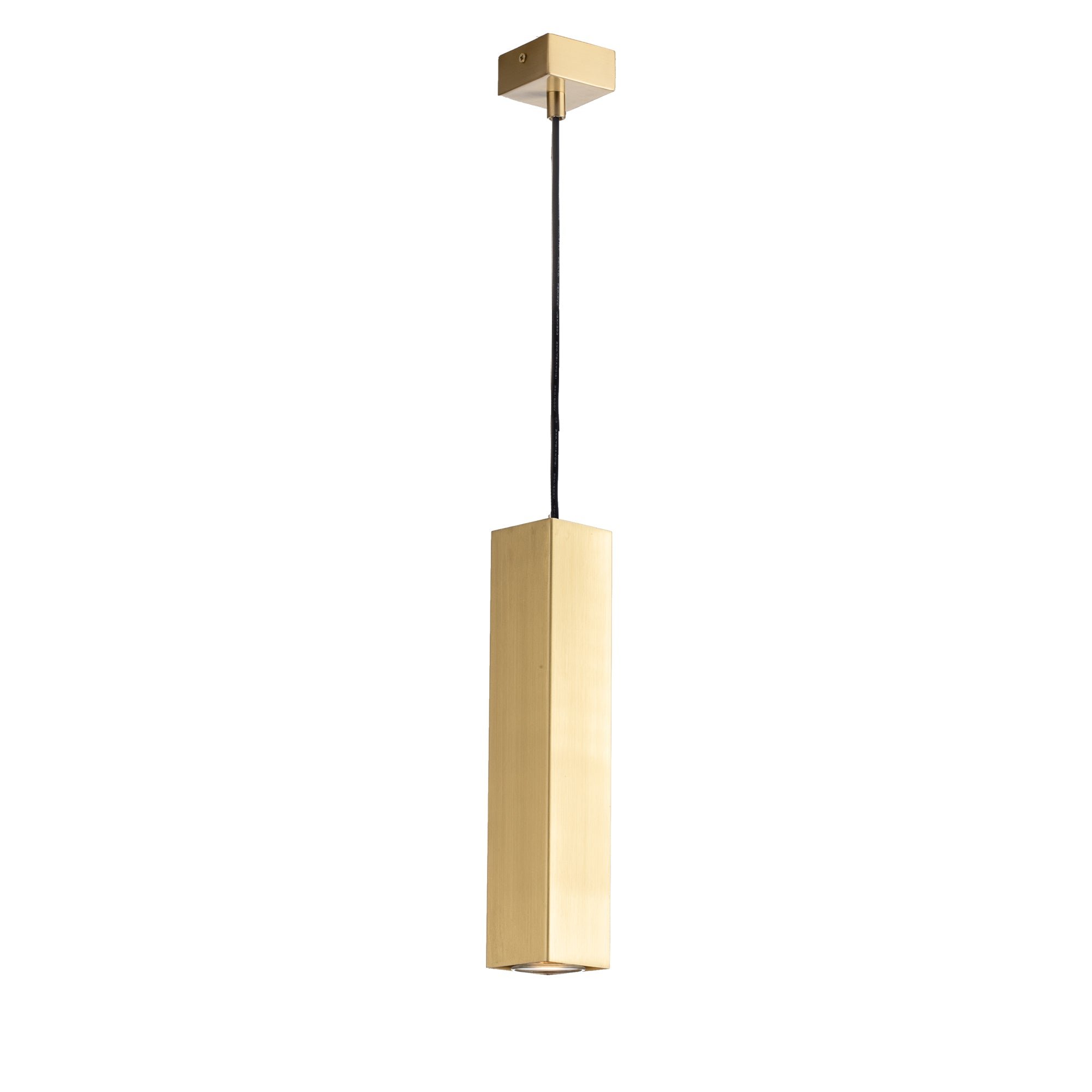 FAN I-FLUKE-S30Q ORO Závěsné svítidlo Fluke, hranaté, zlaté, 1 x GU10, 6 x 6 x 30 cm - FANEUROPE