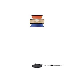 Obrázek pro produkt Stojací lampa Gazebo oranžová + modrá + ratan, 1 x E27, pr. 40 x 145 cm - FANEUROPE