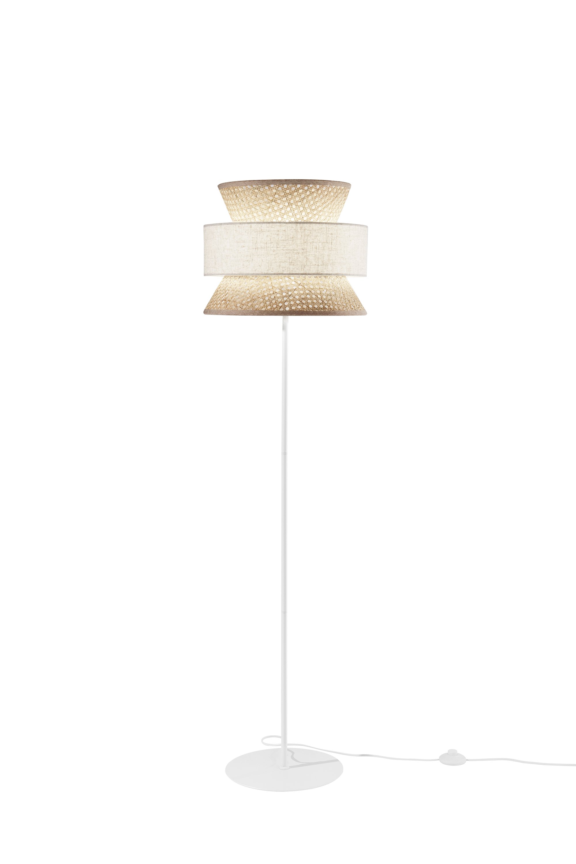 FAN I-GAZEBO-PT-BB Stojací lampa Gazebo přírodní ratan + béžová, 1 x E27, pr. 40 x 145 cm - FANEUROPE