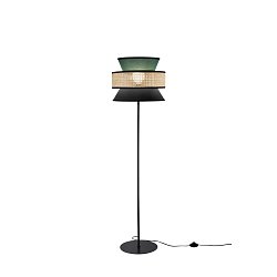 Obrázek pro produkt Stojací lampa Gazebo zelená + černá + ratan, 1 x E27, pr. 40 x 145 cm - FANEUROPE