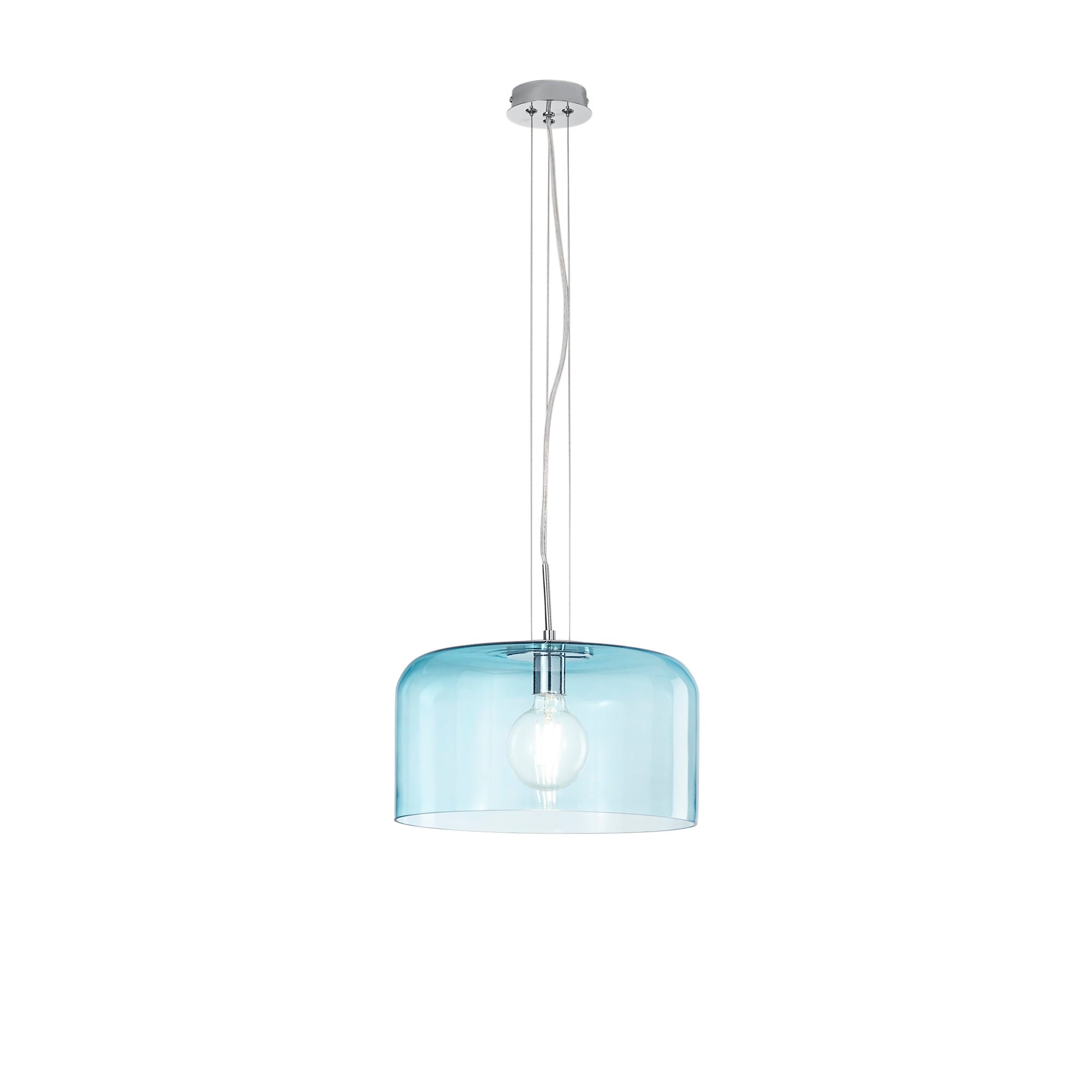 FAN I-GIBUS-S35 BLU Závěsné svítidlo Gibus, tyrkysové, 1 x E27, 35 x 35 x 150 cm - FANEUROPE