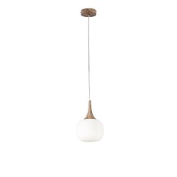 Obrázek pro produkt Závěsné svítidlo Jaipur, bílé/dřevo, 1 x E14, 17 x 17 x 150 cm - FANEUROPE