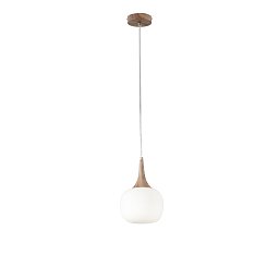Obrázek pro produkt Závěsné svítidlo Jaipur, bílé/dřevo, 1 x E14, 17 x 17 x 150 cm - FANEUROPE