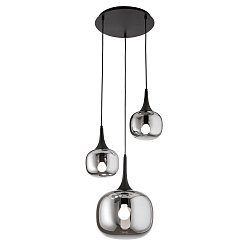 Obrázek pro produkt Závěsné svítidlo Jaipur, kouřové (fumé)/černé, 1 x E27 + 2 x E14, 39 x 39 x 150 cm - FANEUROPE