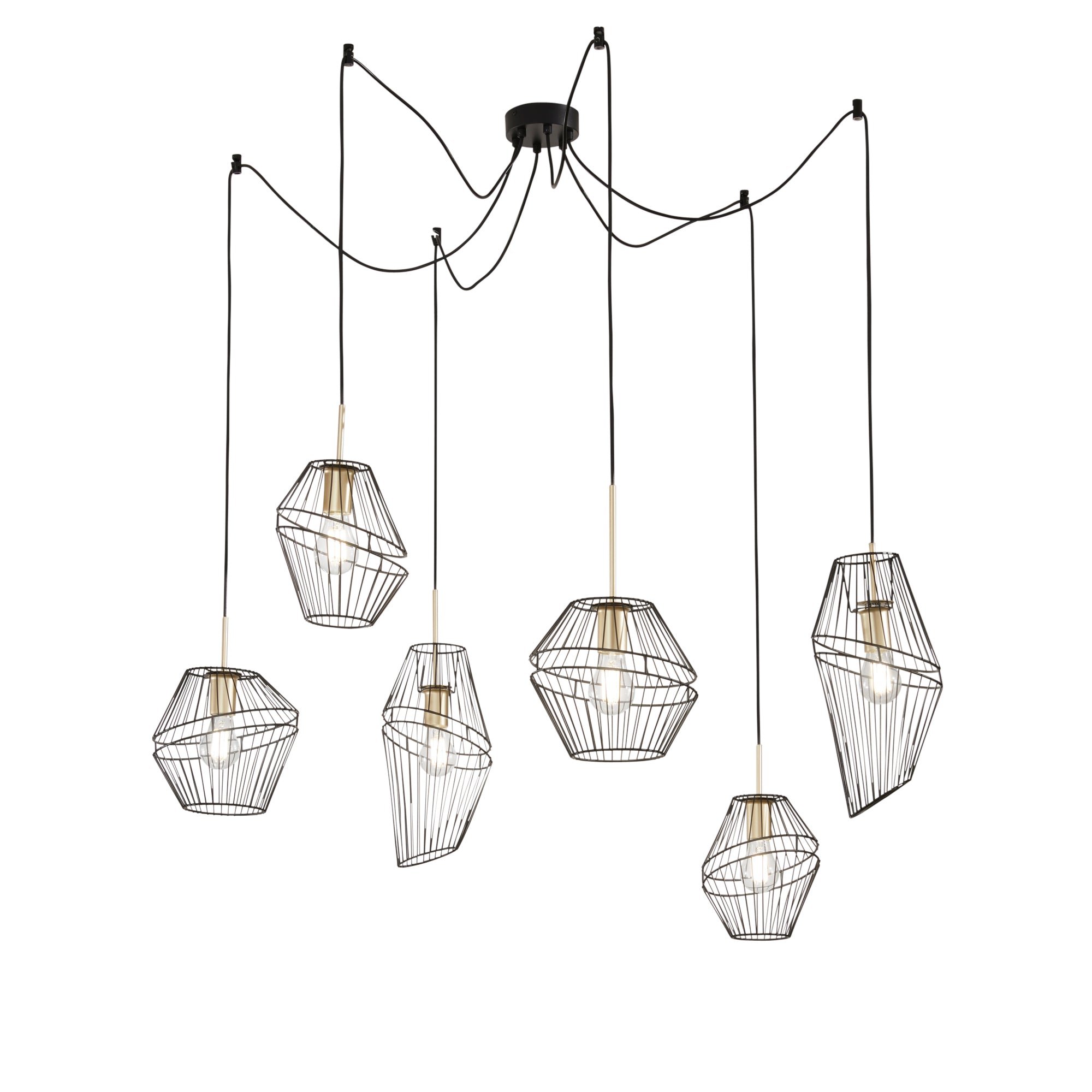 FAN I-KIKO-S6 Závěsné svítidlo Kiko, černá/zlatá, 6 x E27, 65 x 250 cm - FANEUROPE