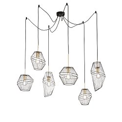 Obrázek pro produkt Závěsné svítidlo Kiko, černá/zlatá, 6 x E27, 65 x 250 cm - FANEUROPE