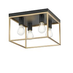Obrázek pro produkt Stropní svítidlo Kimera, černá/zlatá, 4 x E27, 35 x 35 x 40 cm - FANEUROPE