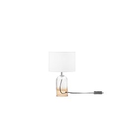 Obrázek pro produkt Lume London jantarové sklo + textilní stínidlo, 1 x E14, konstrukce pr. 18 x 30,1 cm, stínidlo pr. 18 x 15 cm - FANEUROPE