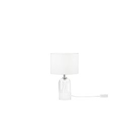 Obrázek pro produkt Lume London bílé sklo + textilní stínidlo, 1 x E14, konstrukce pr. 18 x 30,1 cm, stínidlo pr. 18 x 15 cm - FANEUROPE