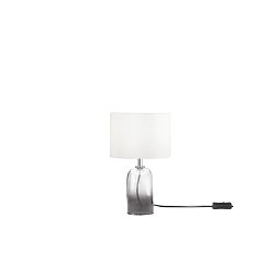 Obrázek pro produkt Lume London šedé sklo + textilní stínidlo, 1 x E14, konstrukce pr. 18 x 30,1 cm, stínidlo pr. 18 x 15 cm - FANEUROPE