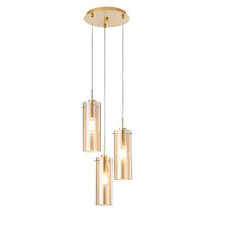 Obrázek pro produkt Závěsné svítidlo Magic, zlatá/jantar, 3 x E27, 27,3 x 27,3 x 150 cm - FANEUROPE