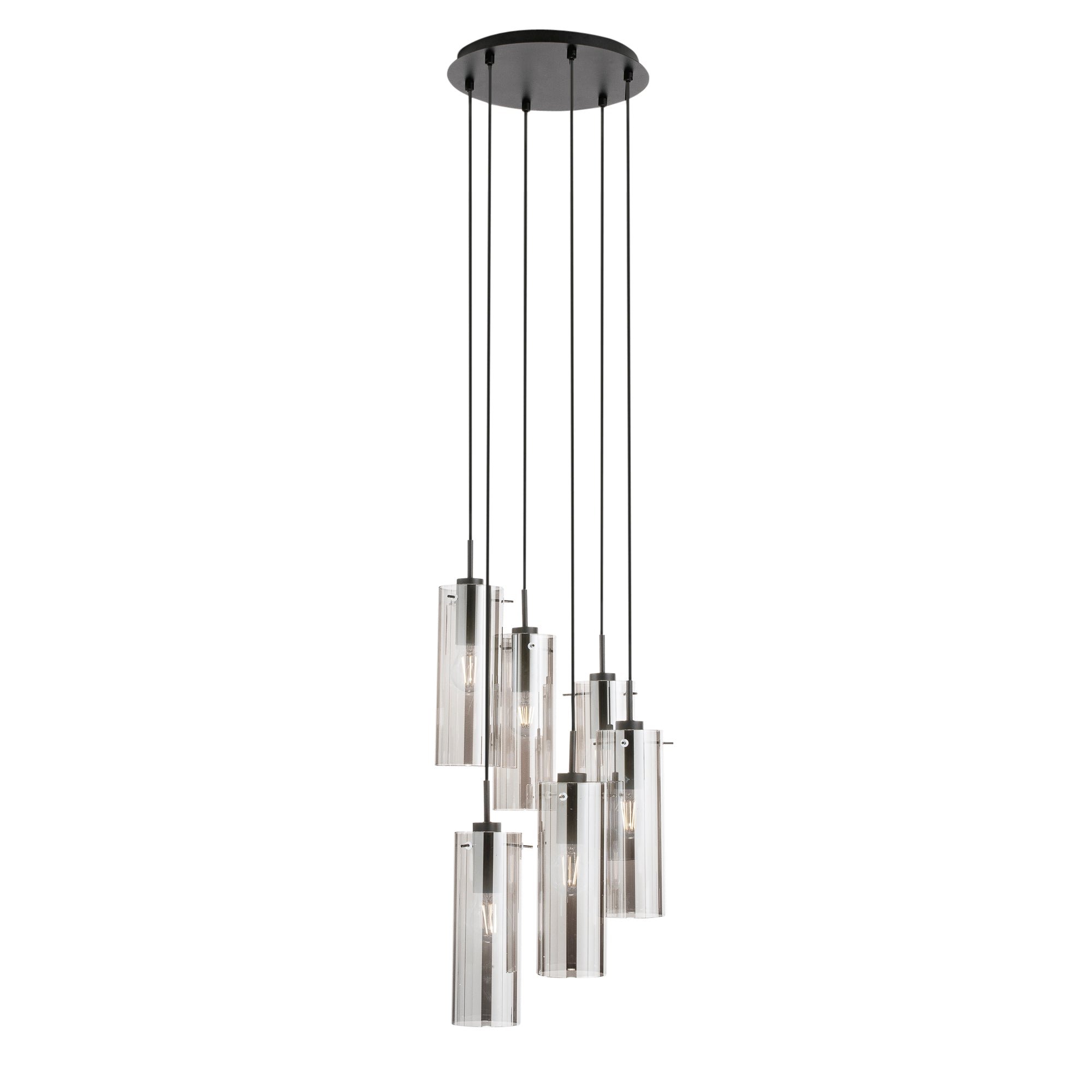 FAN I-MAGIC-S6-NER Závěsné svítidlo Magic, černá/kouřová, 6 x E27, 35 x 35 x 150 cm - FANEUROPE