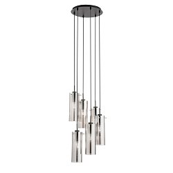 Obrázek pro produkt Závěsné svítidlo Magic, černá/kouřová, 6 x E27, 35 x 35 x 150 cm - FANEUROPE