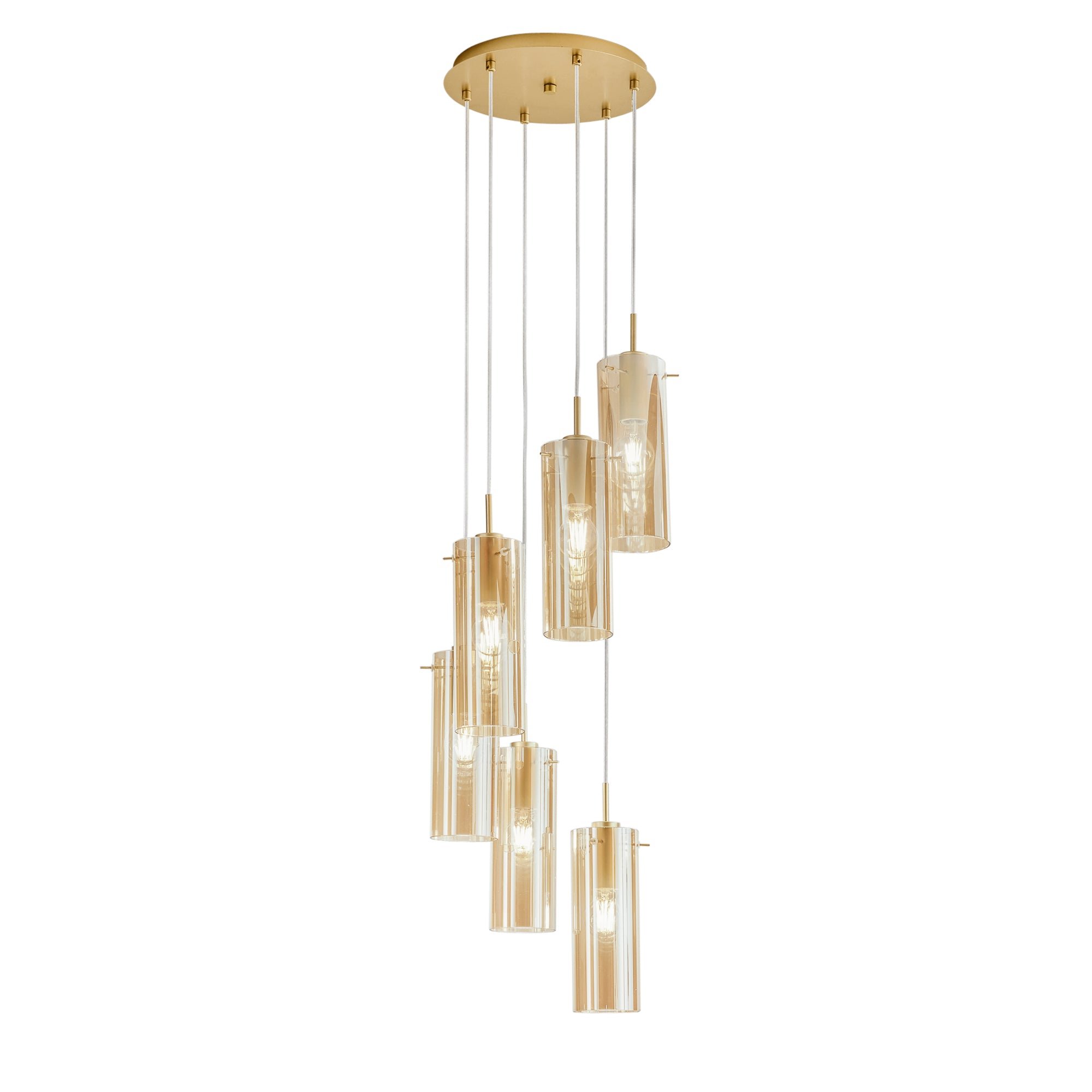 FAN I-MAGIC-S6-ORO Závěsné svítidlo Magic, zlatá/jantar, 6 x E27, 35 x 35 x 150 cm - FANEUROPE