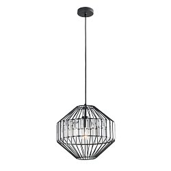 Obrázek pro produkt Závěsné svítidlo OPIUM, černá/průhledná, 1 x E27, 33,5 x 33,5 x 130 cm - FANEUROPE