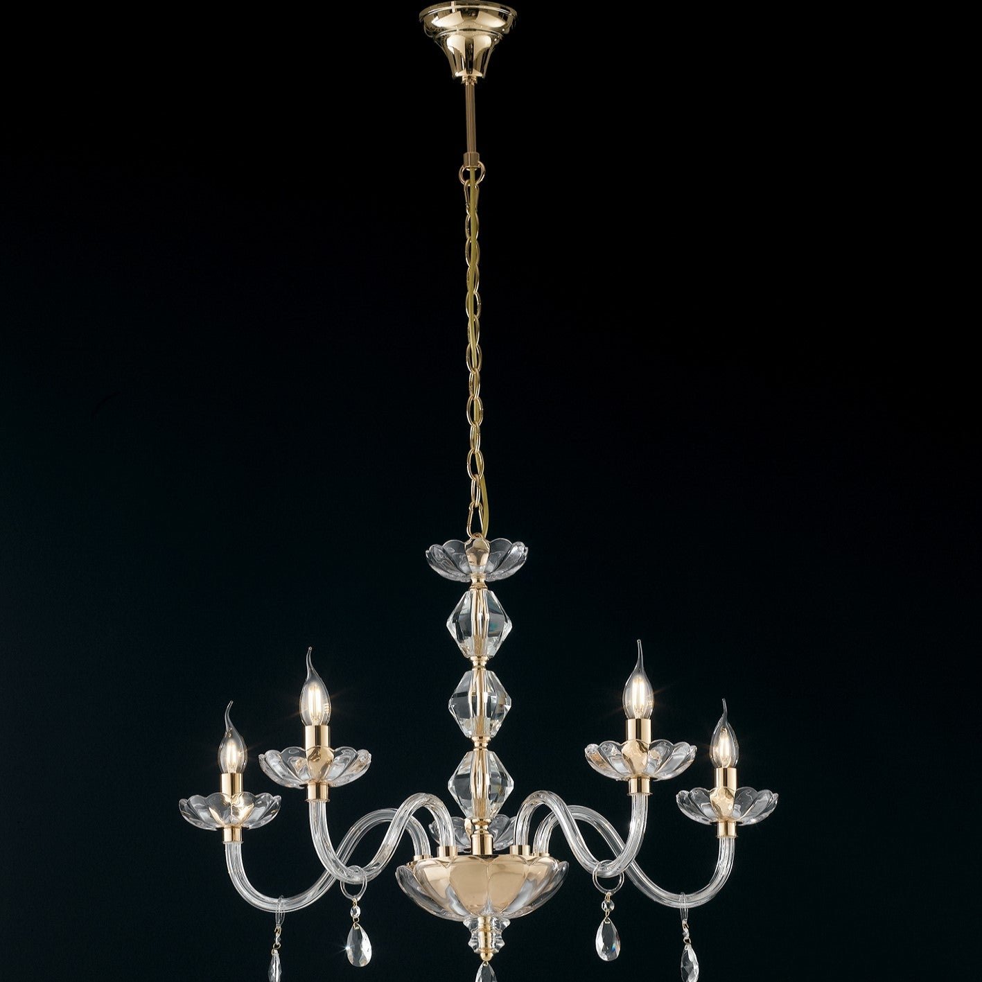 FAN I-RIFLESSO/5 ORO Závěsné svítidlo Riflesso zlaté, 5xE14, 70 x 190 cm - FANEUROPE