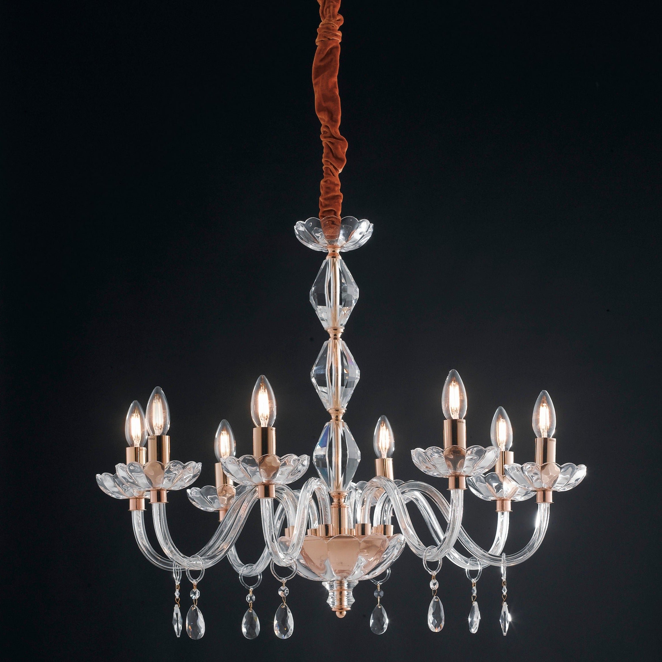FAN I-RIFLESSO/8 ORO Závěsné svítidlo Riflesso zlaté, 8xE14, 83 x 190 cm - FANEUROPE