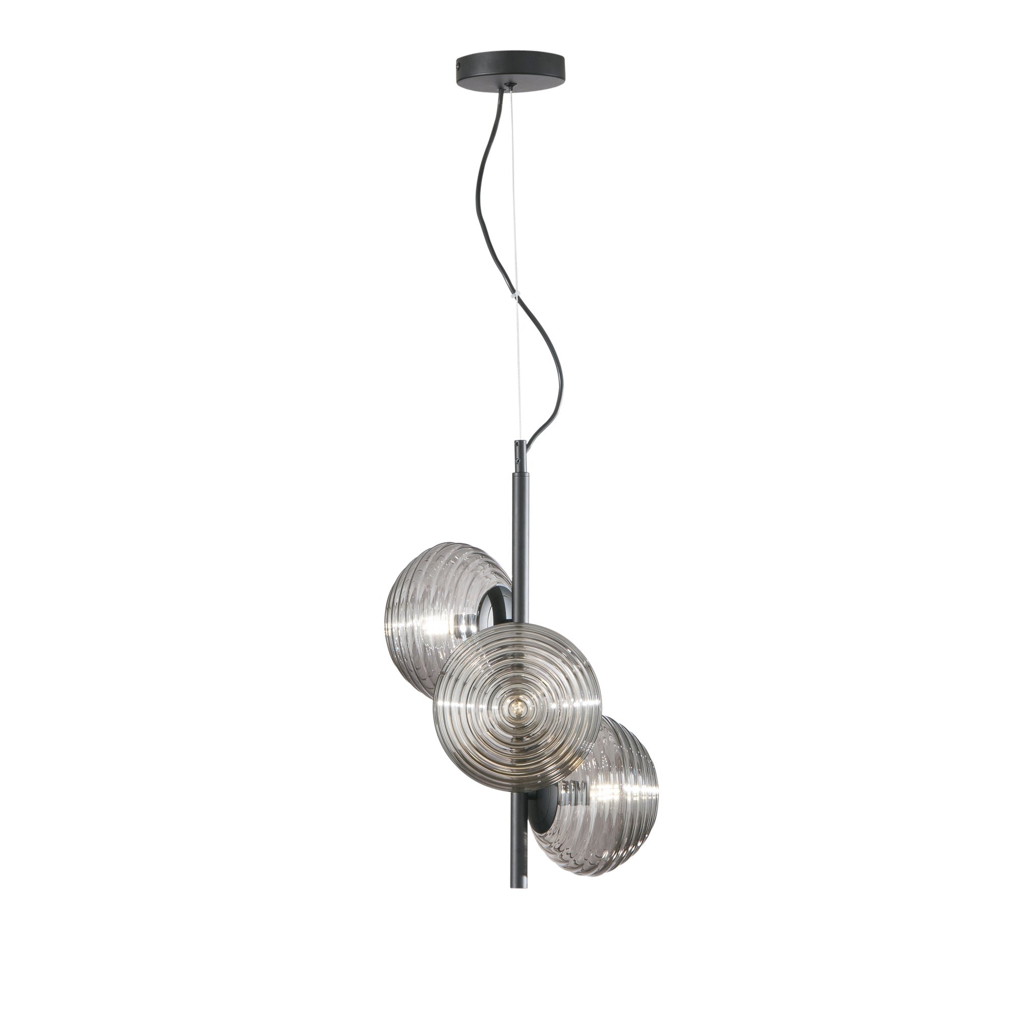 FAN I-RIPPLE-S3-NER Závěsné svítidlo Ripple černá, 3xE27, 32,5 x 32,5 x 165 cm - FANEUROPE