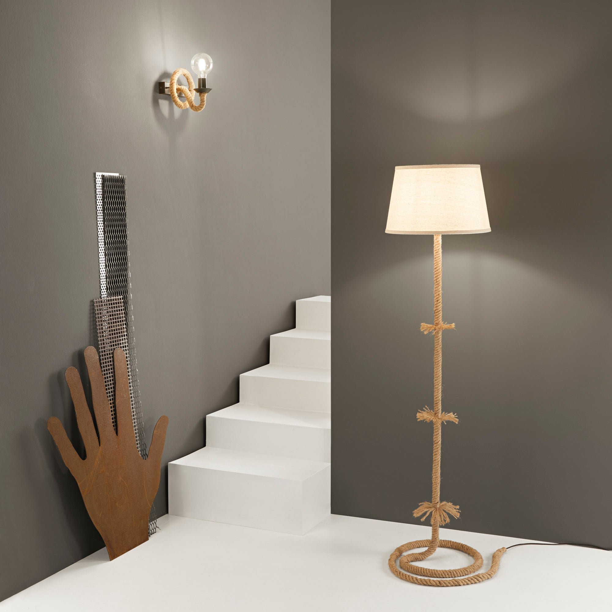 FAN I-ROPE-PT Stojací lampa Piantana Rope černá, patice E27, 38 x 150 cm - FANEUROPE (obrázek 3)