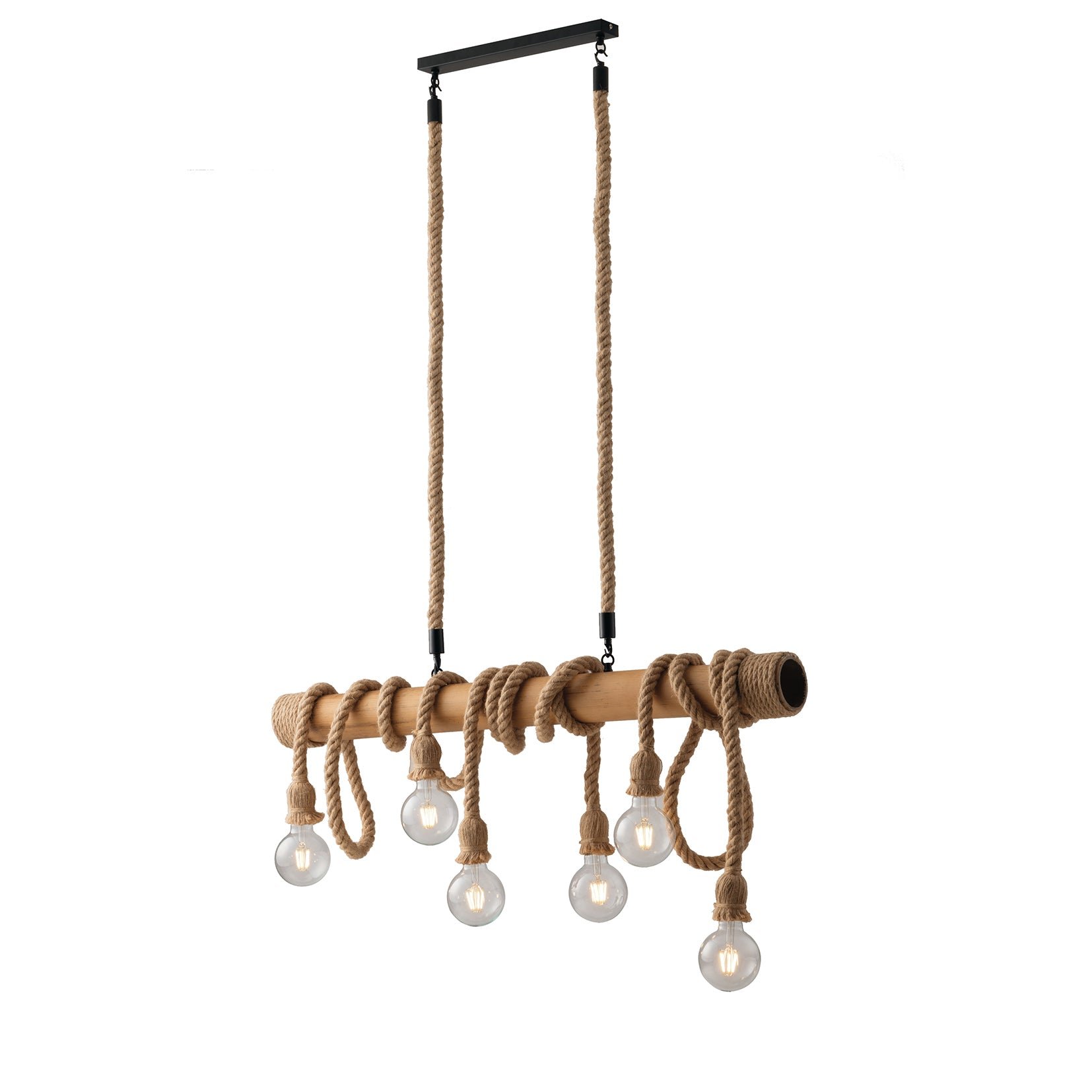 FAN I-ROPE-S6 Závěsné svítidlo Rope černá, 6xE27, 100 x 150 cm - FANEUROPE