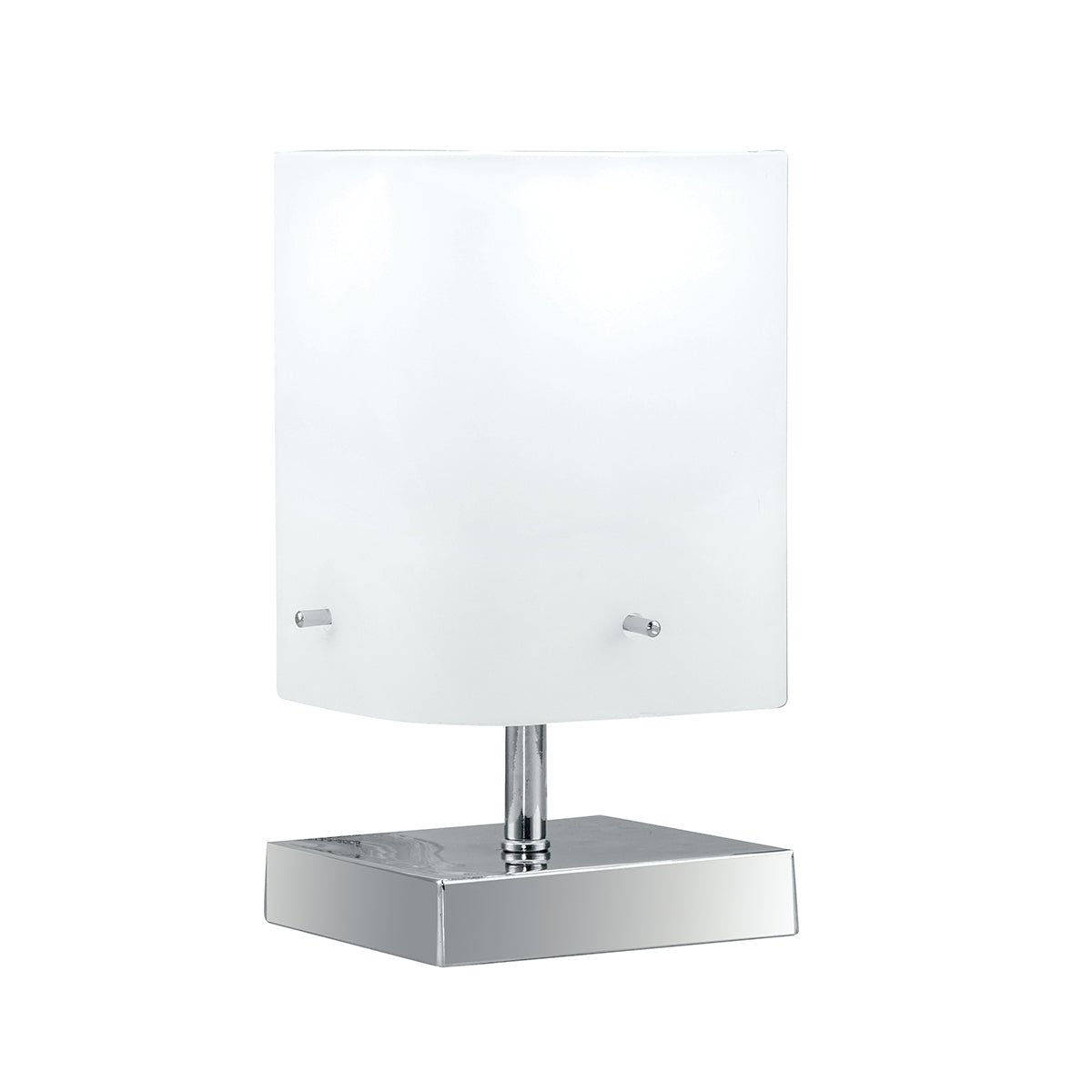 FAN I-SQUARE/L Stolní lampa LUME SQUARE chrom/bílá opál, 1xE27, 12x12x29 cm - FANEUROPE