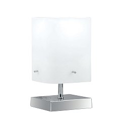Obrázek pro produkt Stolní lampa LUME SQUARE chrom/bílá opál, 1xE27, 12x12x29 cm - FANEUROPE