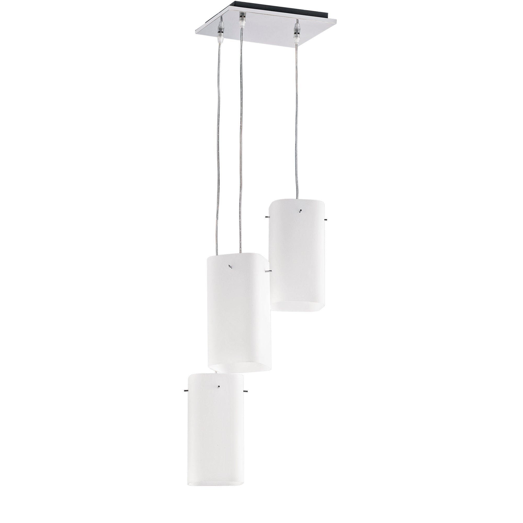 FAN I-SQUARE/S3 Závěsné svítidlo SQUARE chrom/bílá, 3xE27, 25x25x23 cm - FANEUROPE